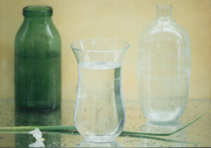 Maurice Ducret – Gruenes Glas mit zwei Vasen